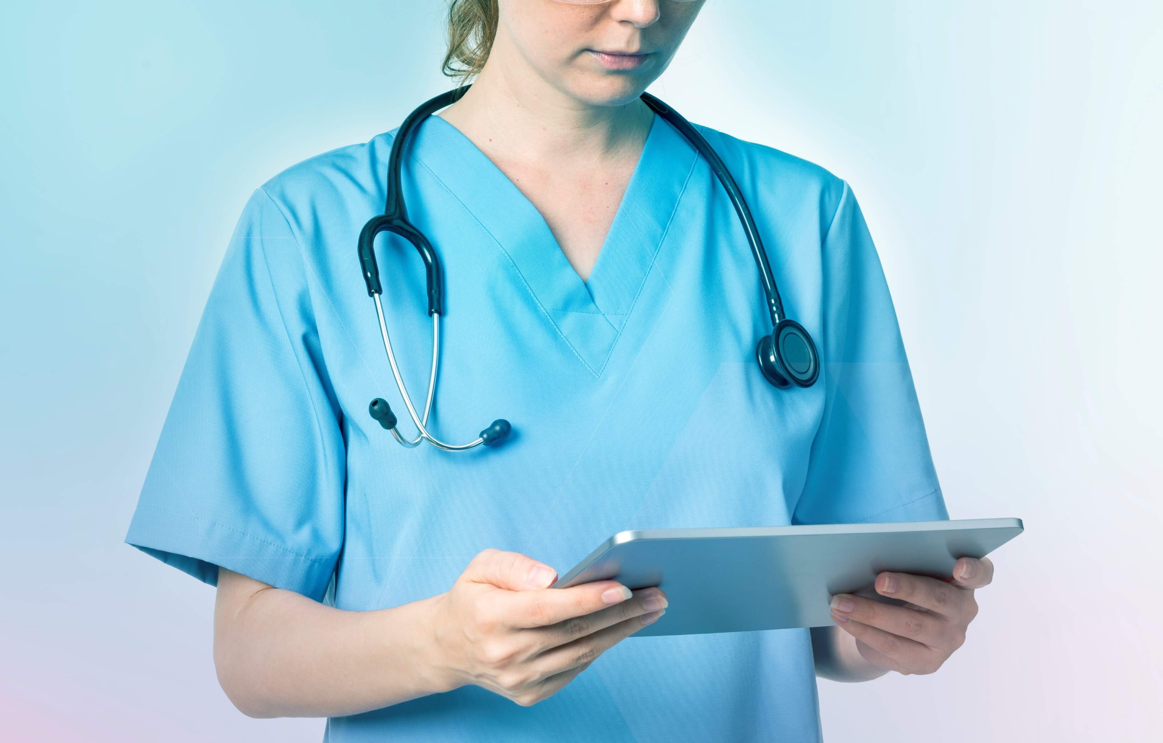 Nurse using tablet
