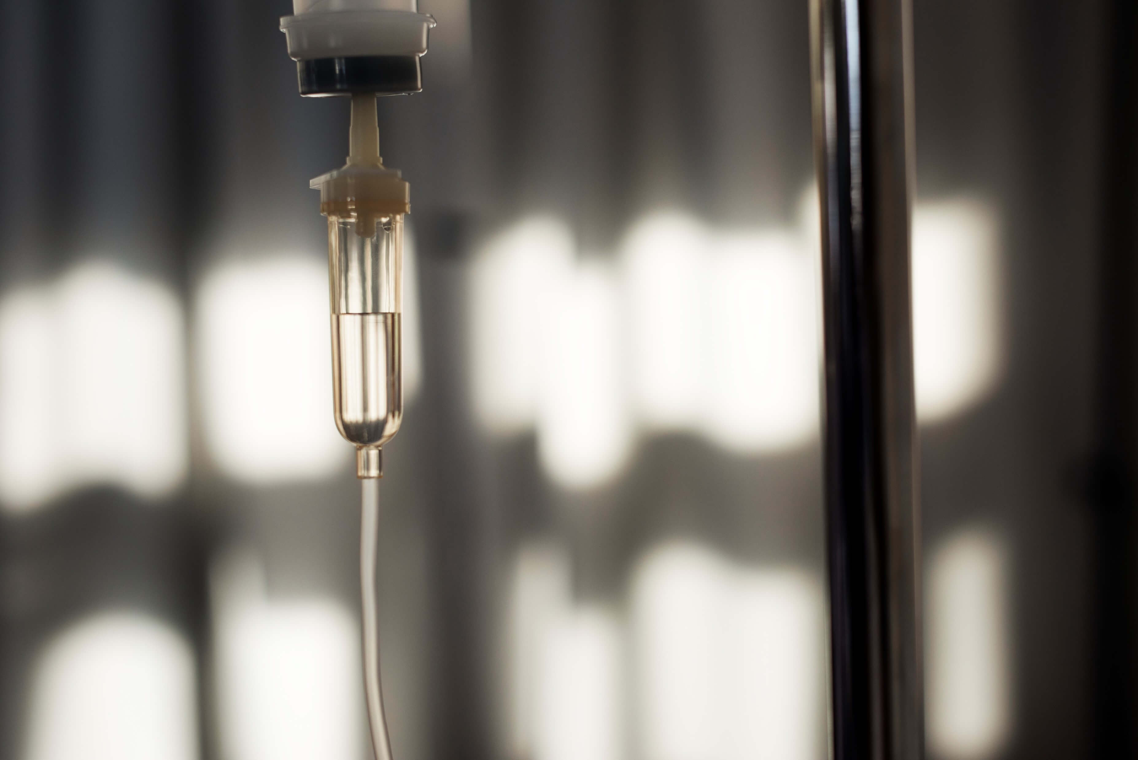 close up IV drip chamber