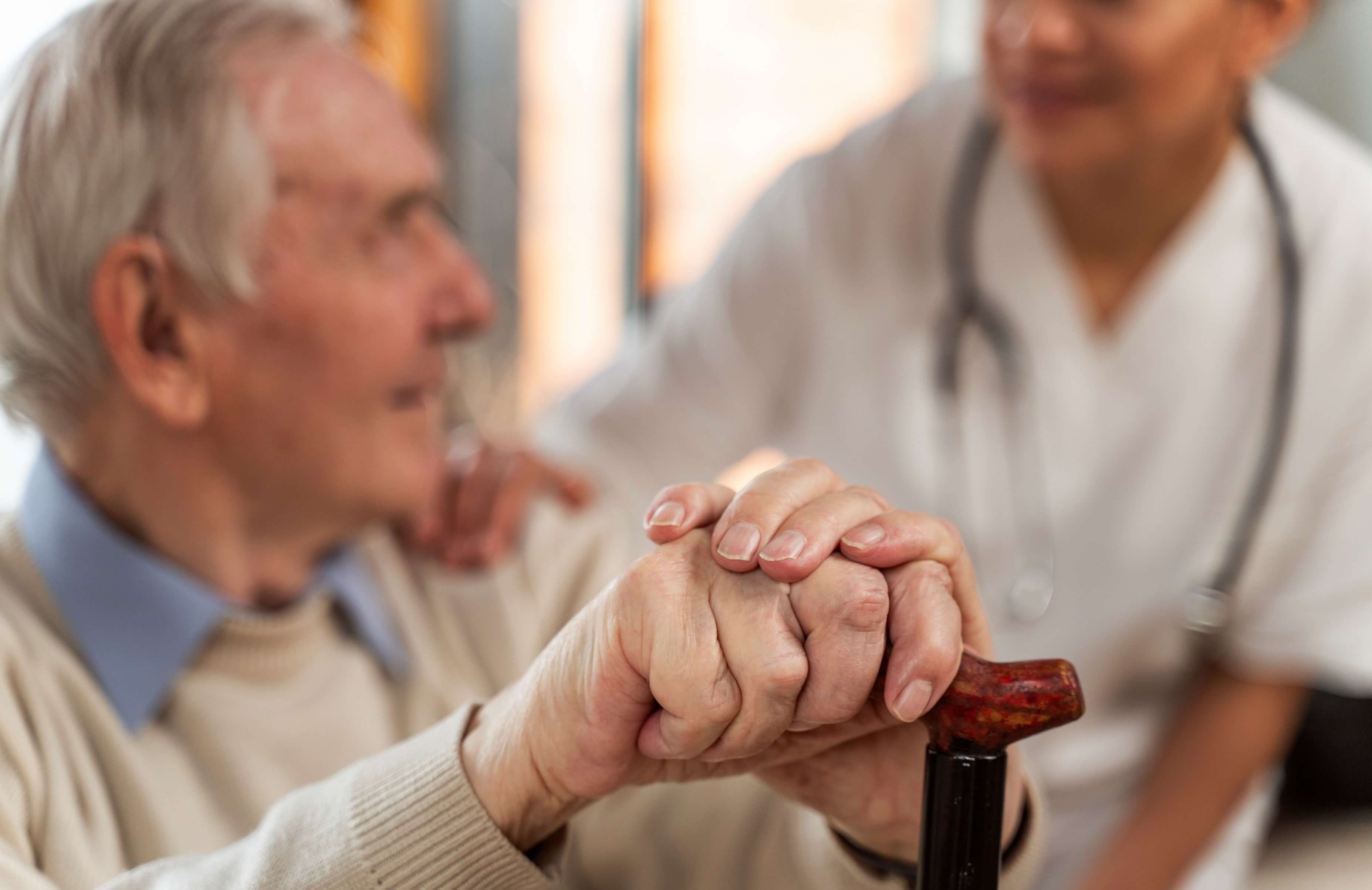 Casual older man with a nurse
