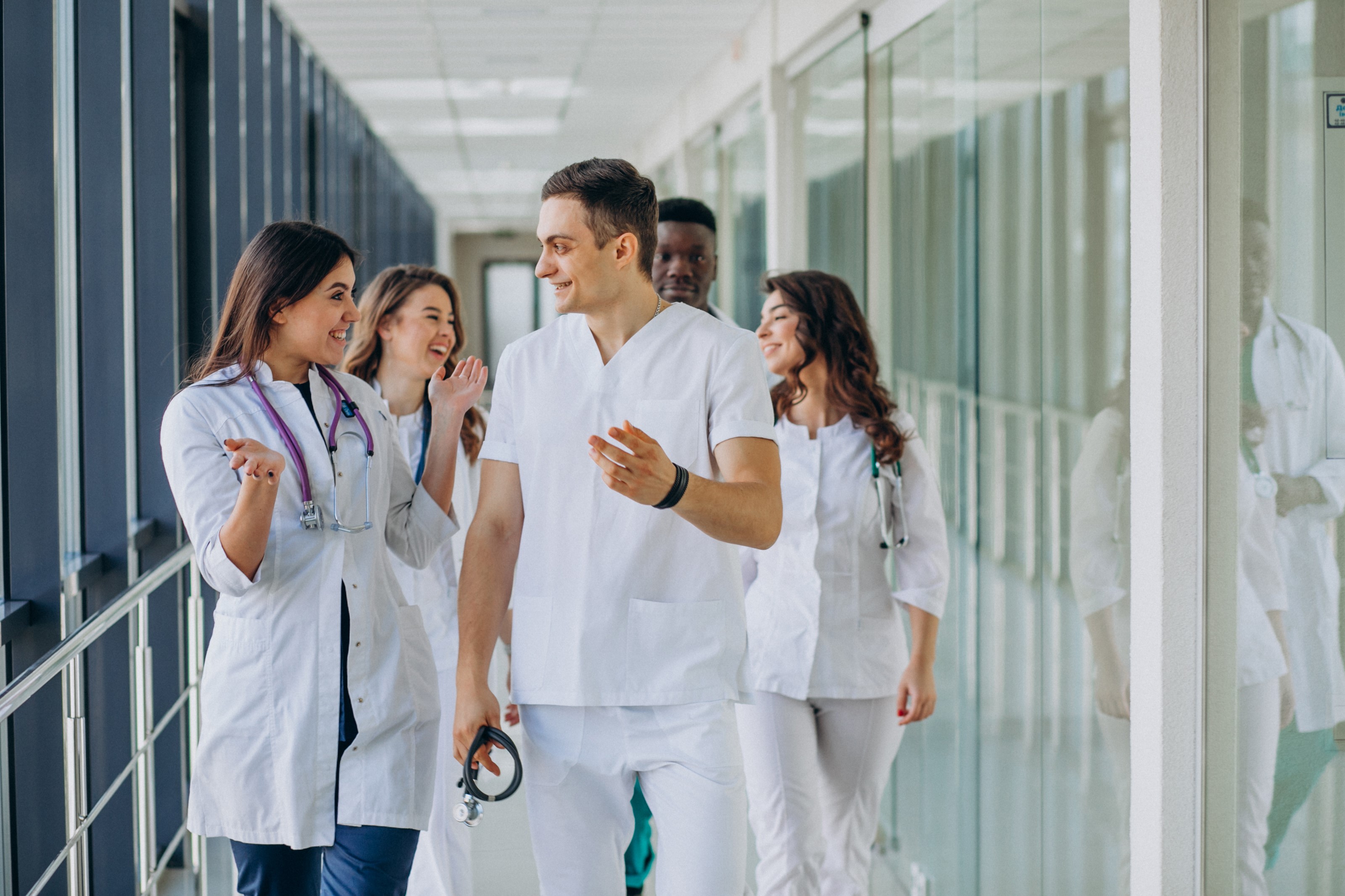 Nurses talking at the corridor of the hospital