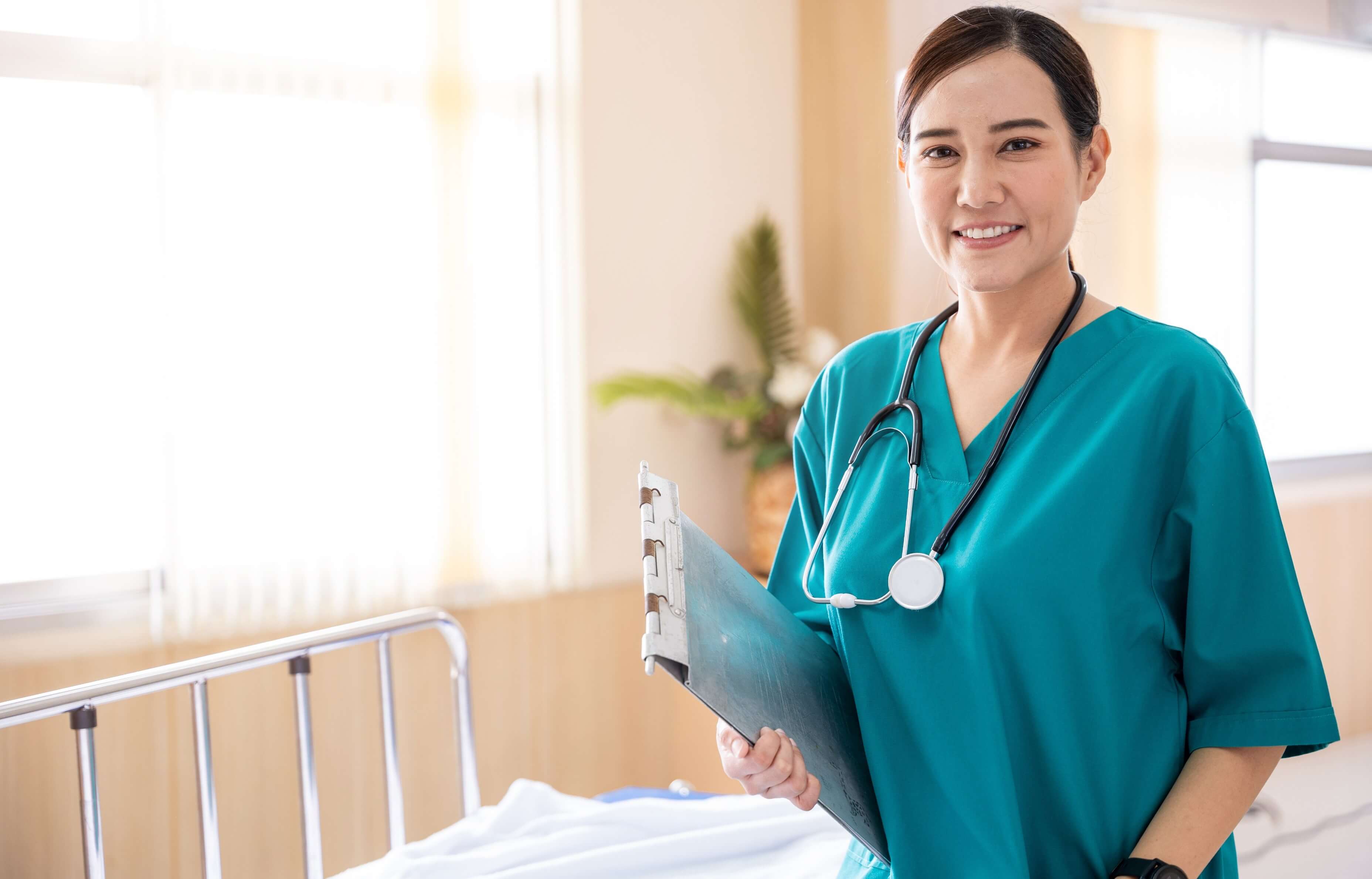 Nurse Standing holding records